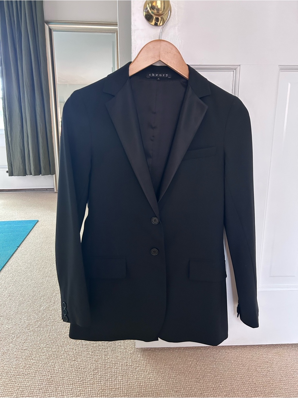 Theory Black Women’s Two-Button Tuxedo Jacket